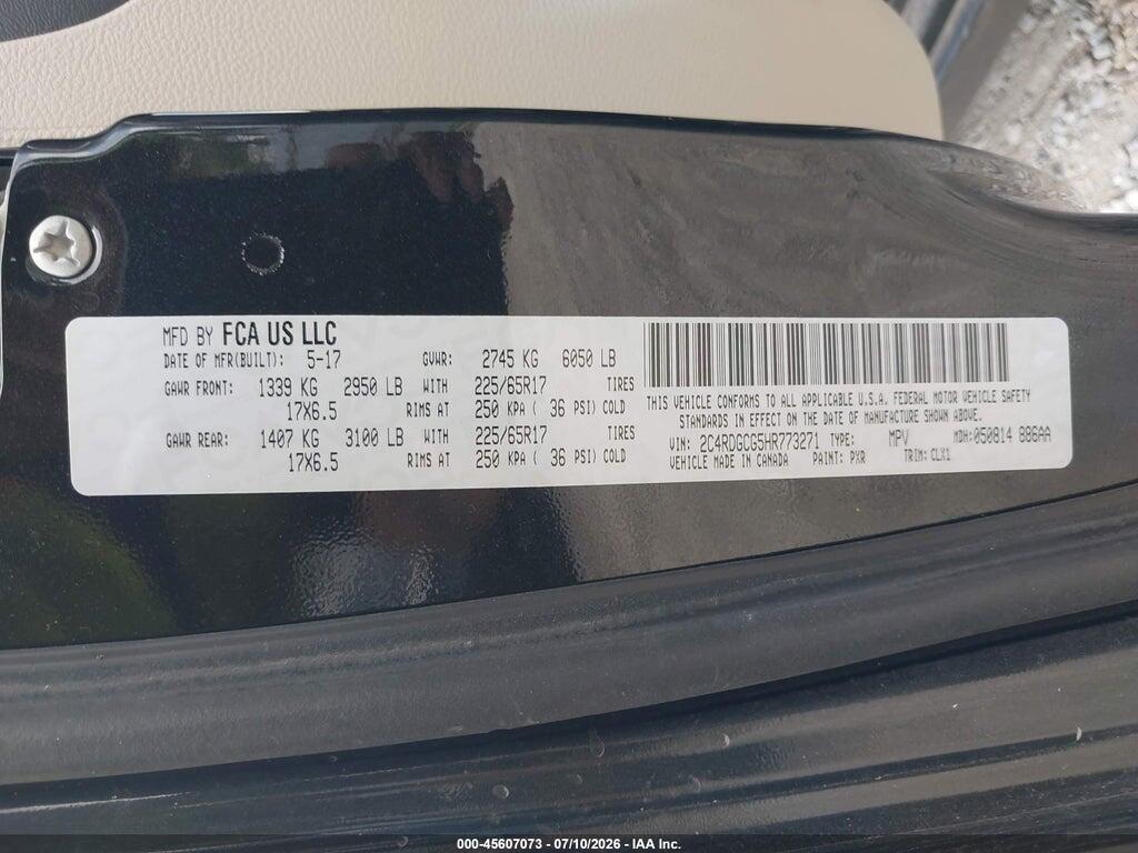 2C4RDGCG5HR773271 2017 DODGE GRAND CARAVAN photo no. 9