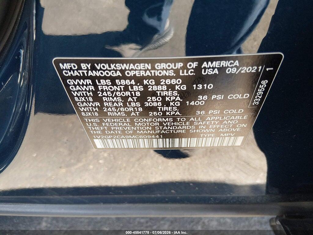 1V2GP2CA9MC609441 2021 VOLKSWAGEN ATLAS photo no. 9