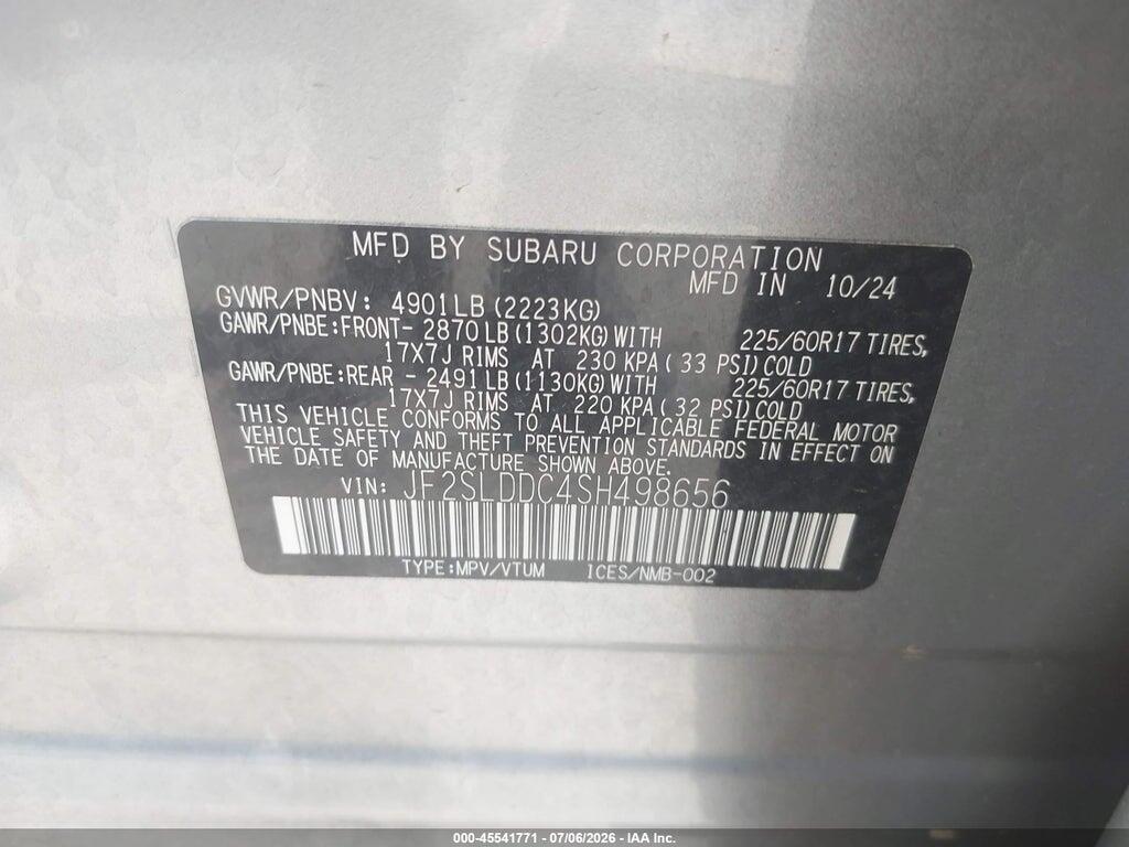 JF2SLDDC4SH498656 2025 SUBARU FORESTER photo no. 9