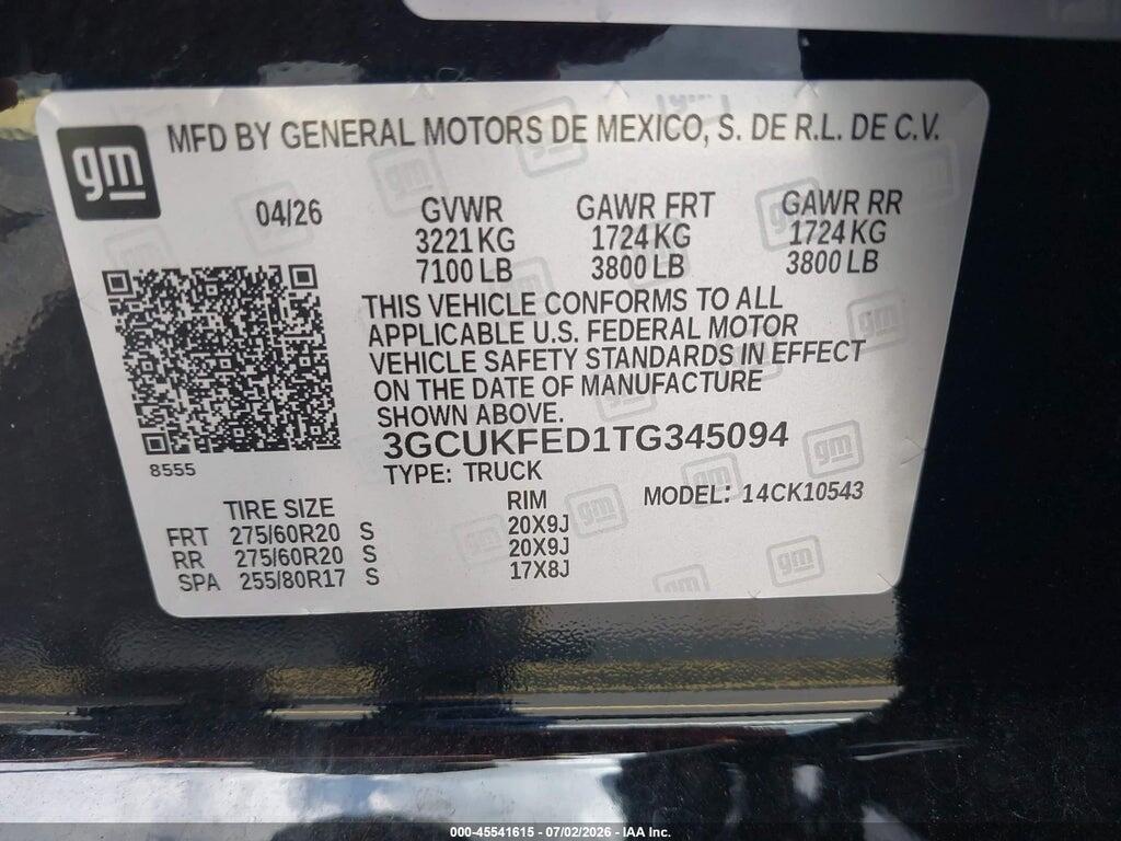 3GCUKFED1TG345094 2026 CHEVROLET SILVERADO 1500 photo no. 9