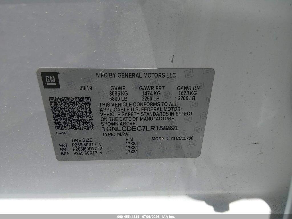 1GNLCDEC7LR158891 2020 CHEVROLET TAHOE photo no. 9