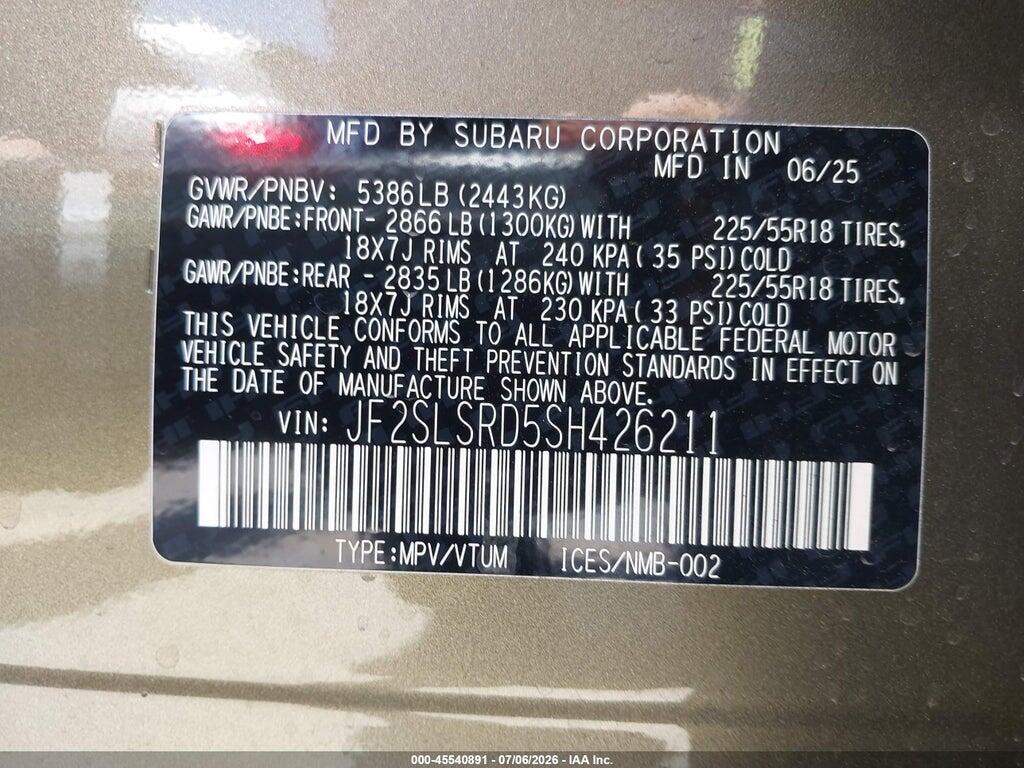 JF2SLSRD5SH426211 2025 SUBARU FORESTER photo no. 9