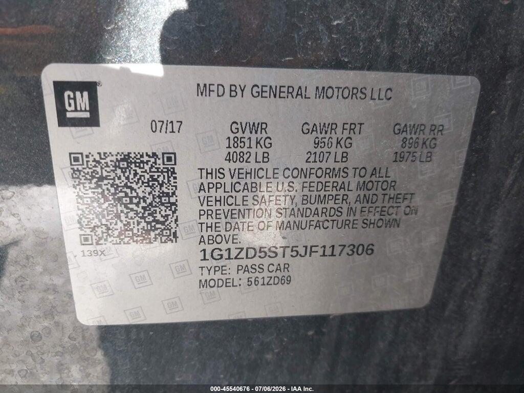 1G1ZD5ST5JF117306 2018 CHEVROLET MALIBU photo no. 9