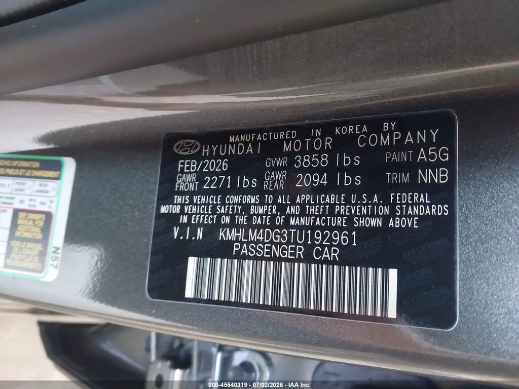 KMHLM4DG3TU192961 2026 HYUNDAI ELANTRA photo no. 9