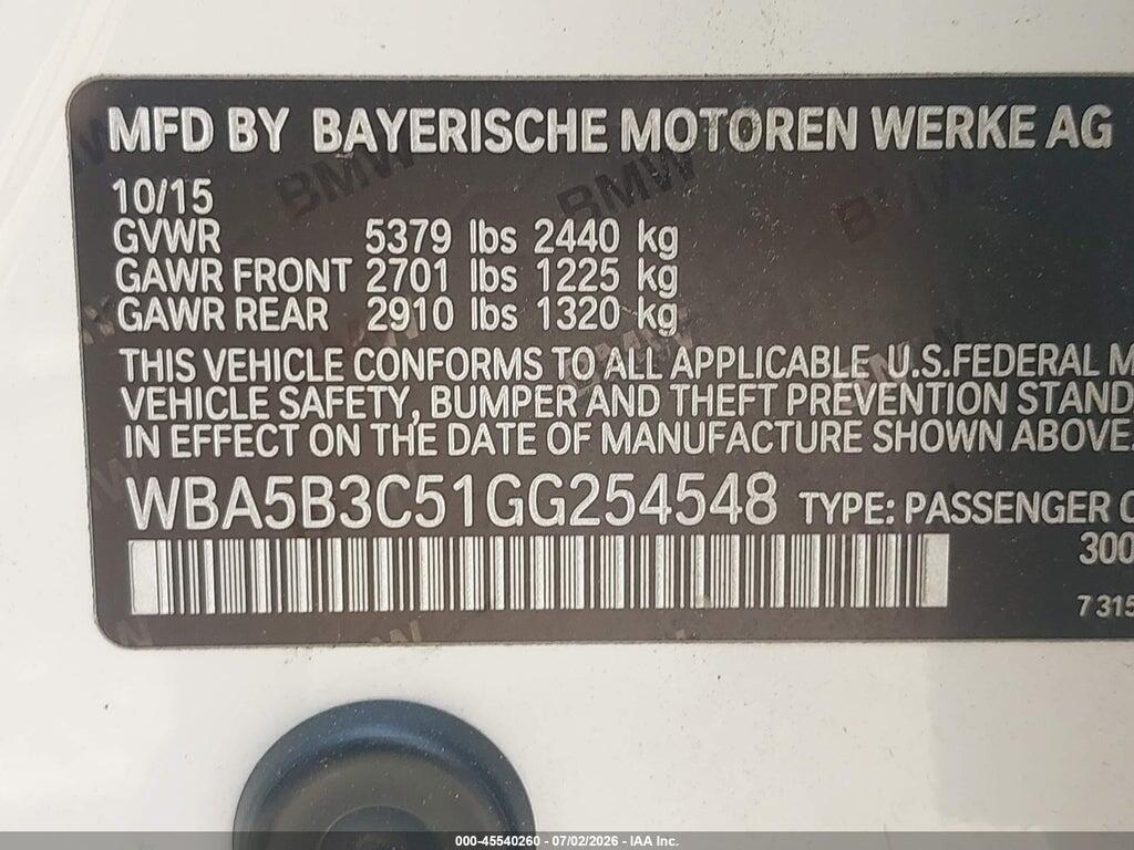 WBA5B3C51GG254548 2016 BMW 535I photo no. 9