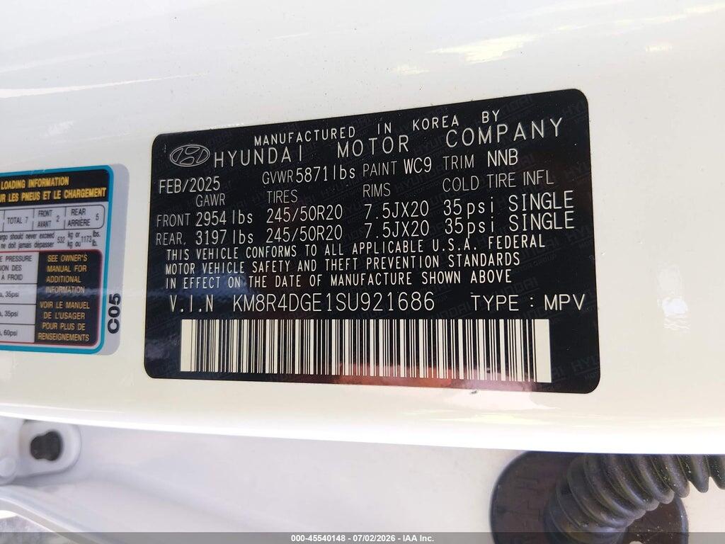 KM8R4DGE1SU921686 2025 HYUNDAI PALISADE photo no. 9