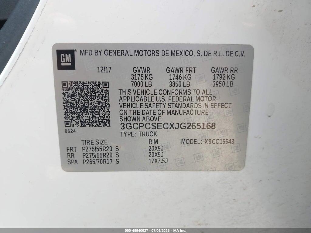 3GCPCSECXJG265168 2018 CHEVROLET SILVERADO 1500 photo no. 9