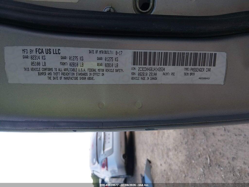 2C3CDXHG8JH143534 2018 DODGE CHARGER photo no. 9
