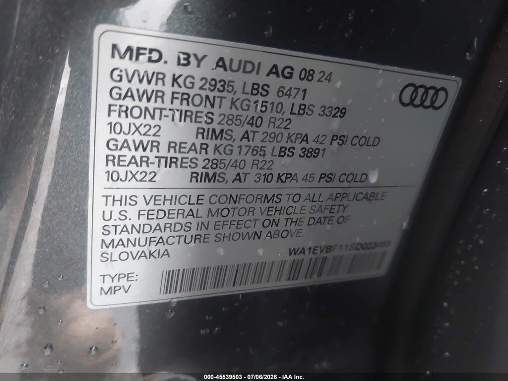 WA1EVBF11SD003465 2025 AUDI Q8 photo no. 9