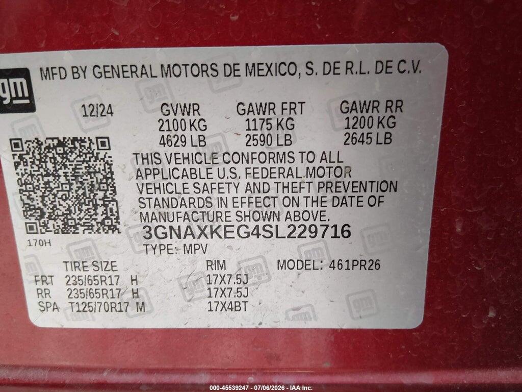 3GNAXKEG4SL229716 2025 CHEVROLET EQUINOX photo no. 9