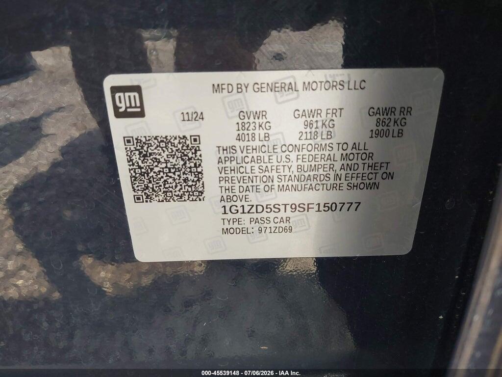 1G1ZD5ST9SF150777 2025 CHEVROLET MALIBU photo no. 9