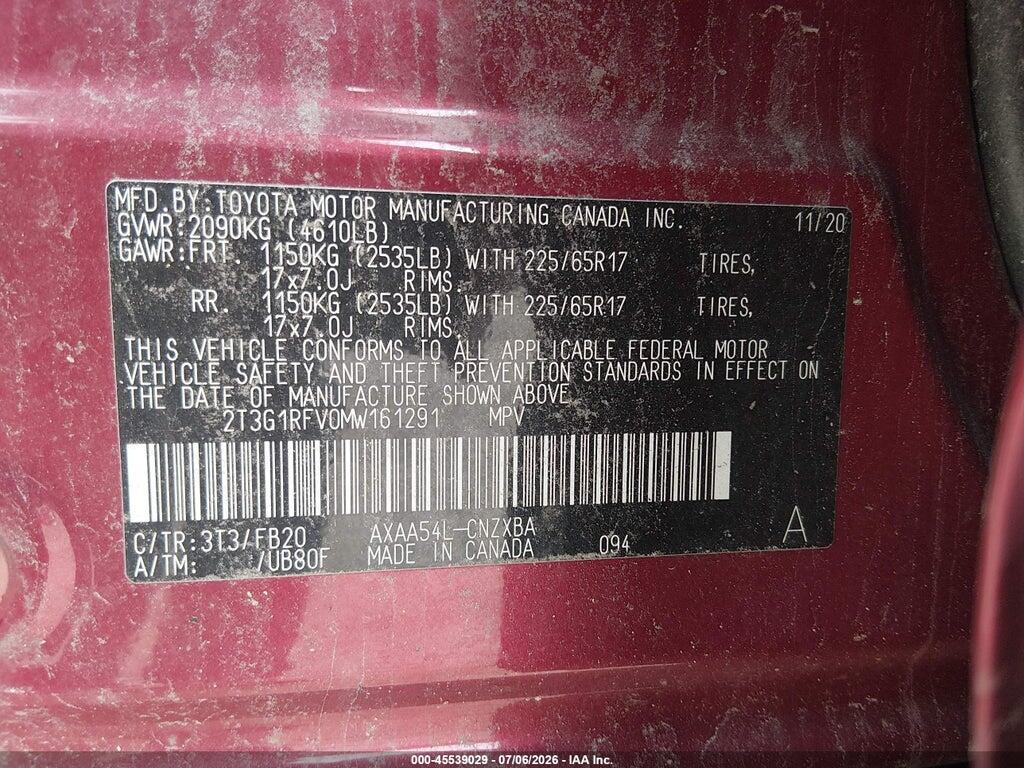2T3G1RFV0MW161291 2021 TOYOTA RAV4 photo no. 9