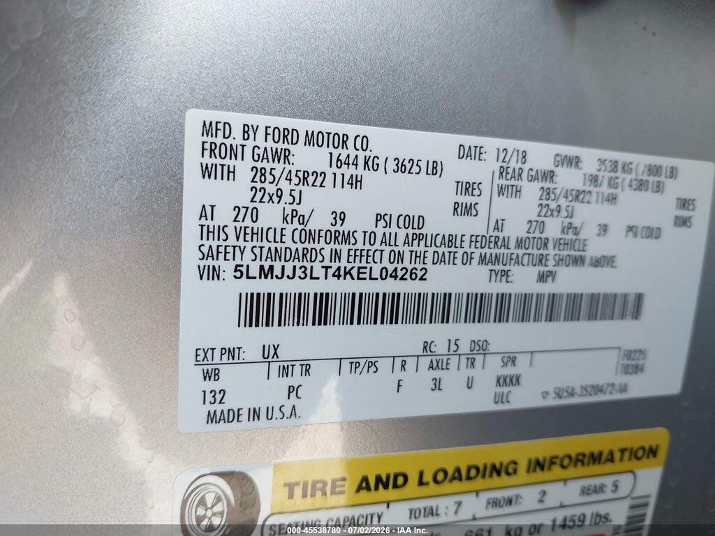 5LMJJ3LT4KEL04262 2019 LINCOLN NAVIGATOR L photo no. 9