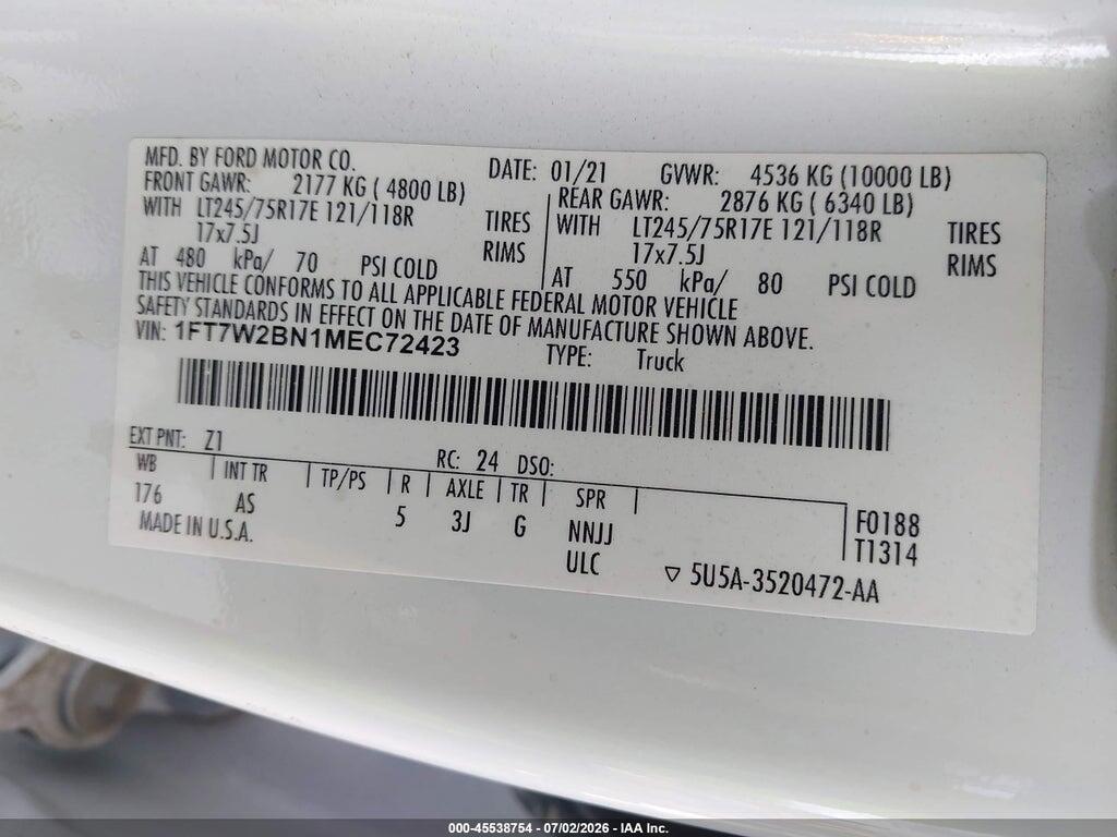 1FT7W2BN1MEC72423 2021 FORD F-250 photo no. 9