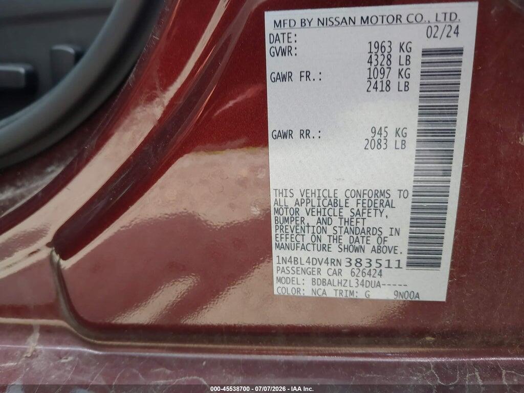 1N4BL4DV4RN383511 2024 NISSAN ALTIMA photo no. 9