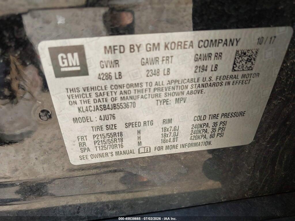 KL4CJASB4JB553670 2018 BUICK ENCORE photo no. 9
