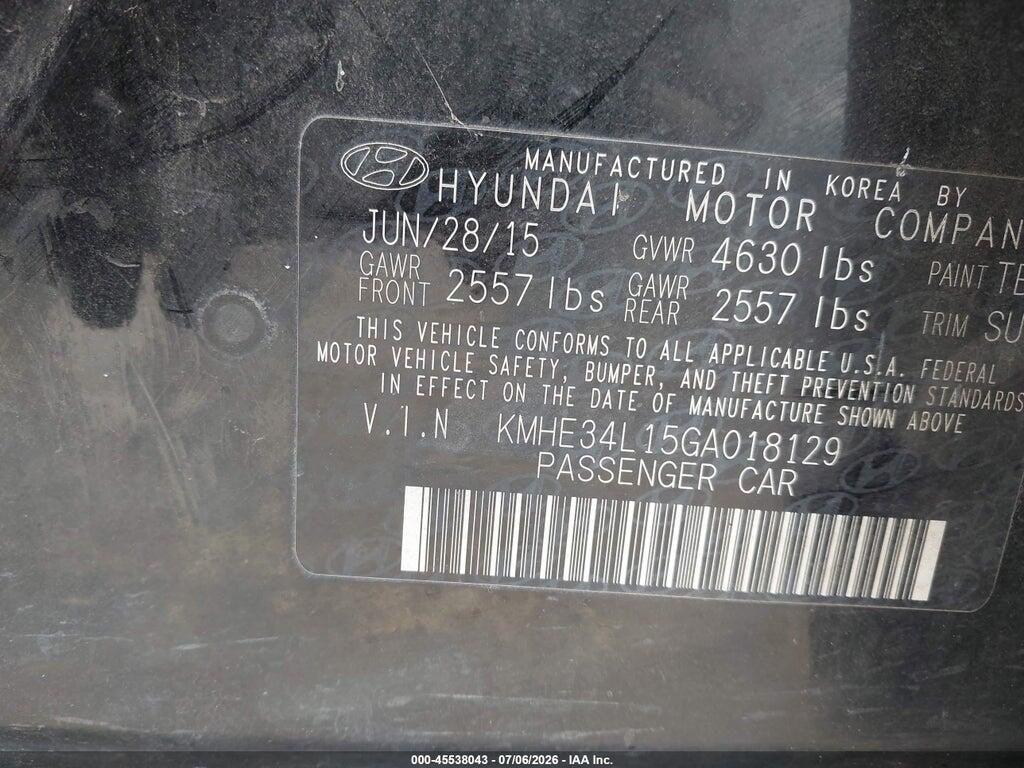 KMHE34L15GA018129 2016 HYUNDAI SONATA HYBRID photo no. 9