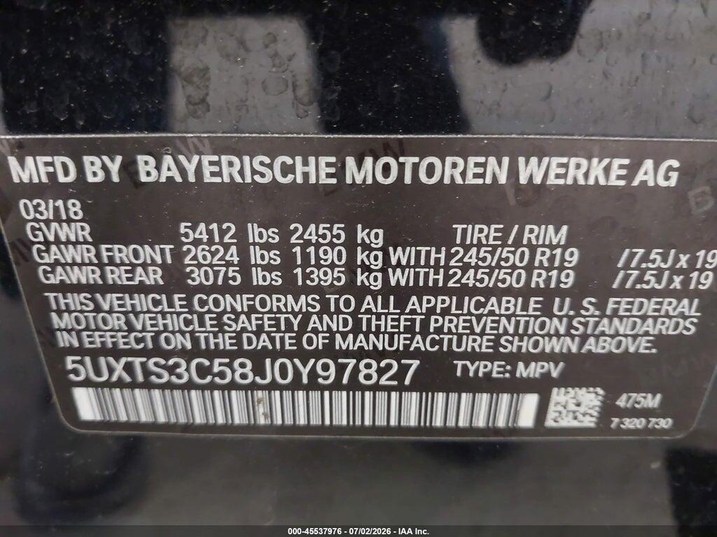 5UXTS3C58J0Y97827 2018 BMW X3 photo no. 9