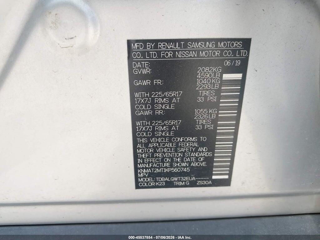 KNMAT2MT1KP560745 2019 NISSAN ROGUE photo no. 9