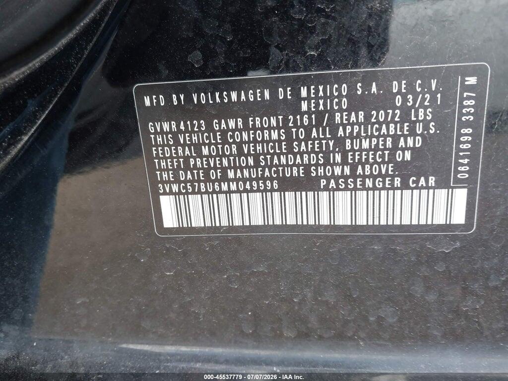3VWC57BU6MM049596 2021 VOLKSWAGEN JETTA photo no. 9