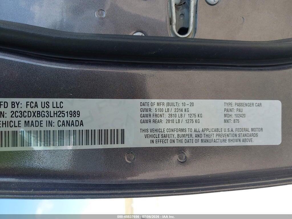 2C3CDXBG3LH251989 2020 DODGE CHARGER photo no. 9