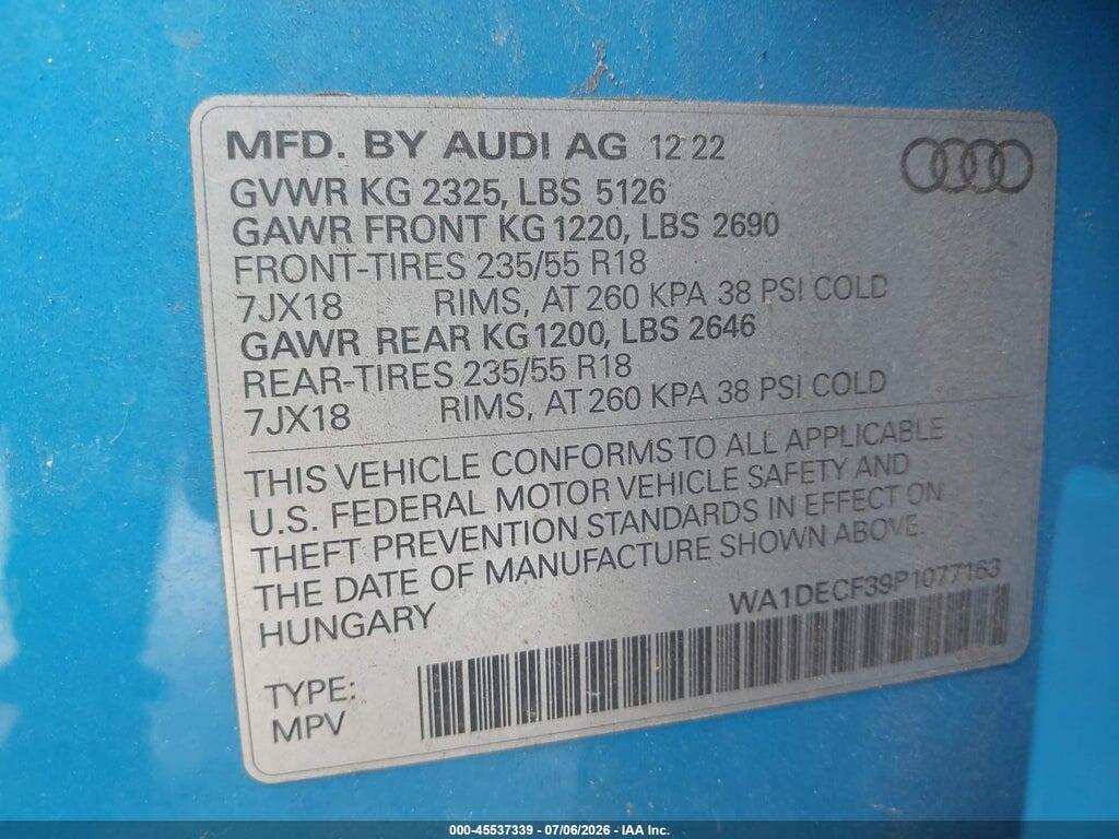 WA1DECF39P1077163 2023 AUDI Q3 photo no. 9