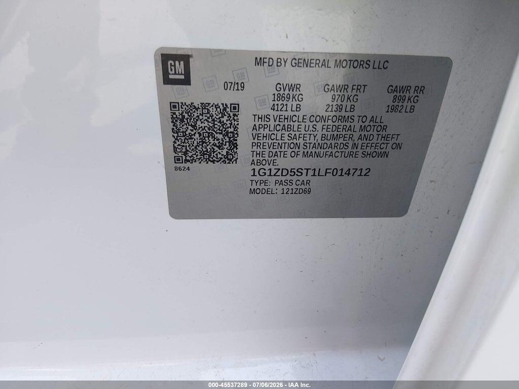 1G1ZD5ST1LF014712 2020 CHEVROLET MALIBU photo no. 9