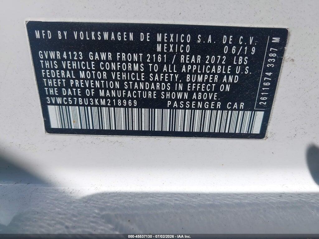 3VWC57BU3KM218969 2019 VOLKSWAGEN JETTA photo no. 9