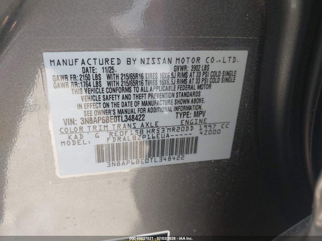 3N8AP6BE0TL348422 2026 NISSAN KICKS photo no. 9