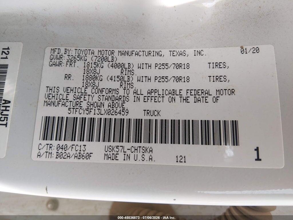 5TFCY5F13LX026459 2020 TOYOTA TUNDRA photo no. 9