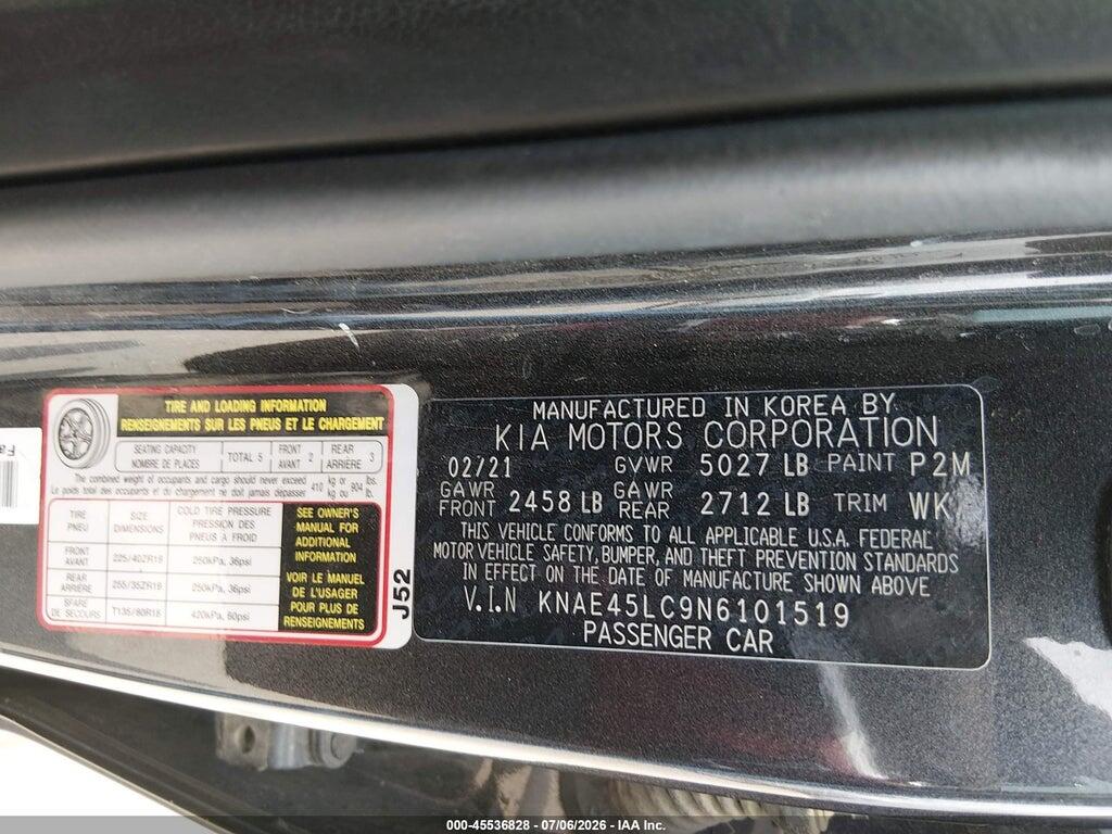 KNAE45LC9N6101519 2022 KIA STINGER photo no. 9