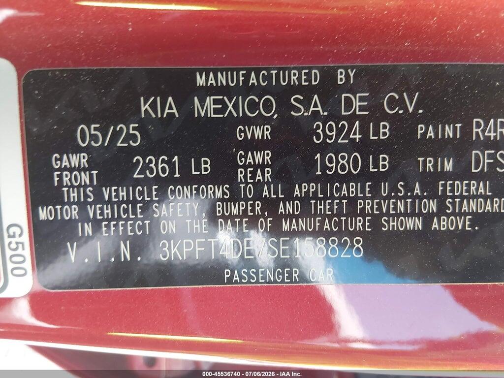 3KPFT4DE7SE158828 2025 KIA K4 photo no. 9