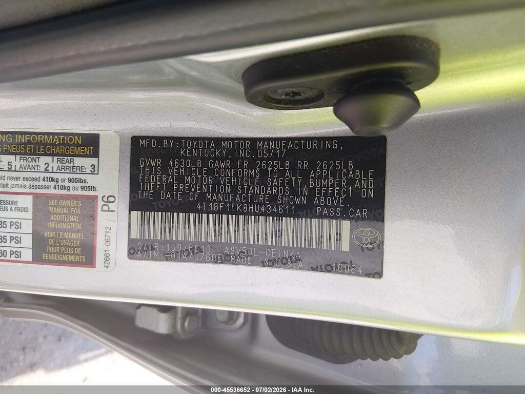 4T1BF1FK8HU434611 2017 TOYOTA CAMRY photo no. 9