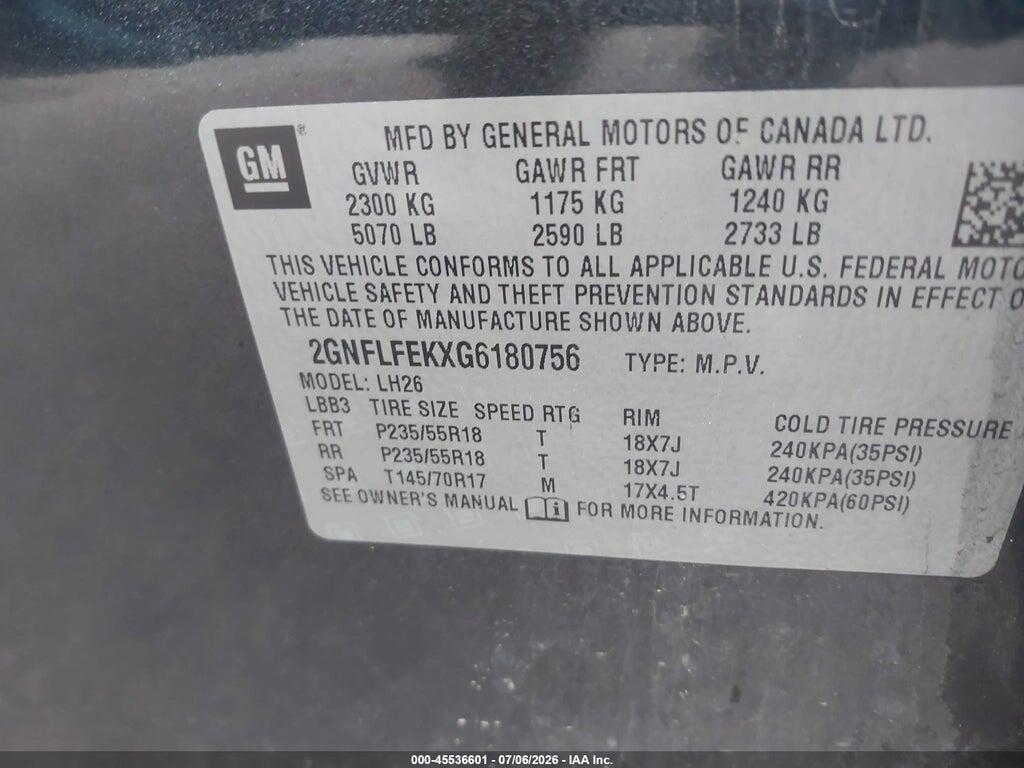 2GNFLFEKXG6180756 2016 CHEVROLET EQUINOX photo no. 9