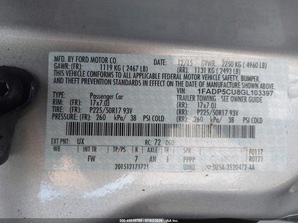 1FADP5CU8GL103397 2016 FORD C-MAX ENERGI photo no. 9