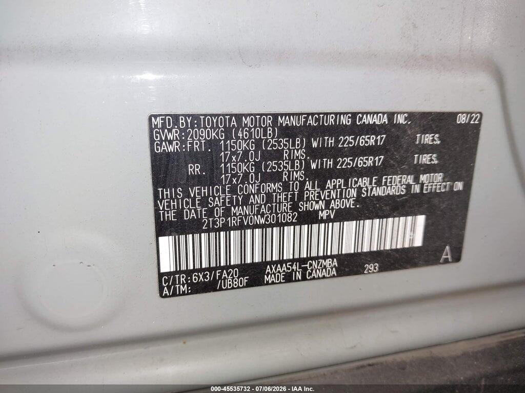 2T3P1RFV0NW301082 2022 TOYOTA RAV4 photo no. 9