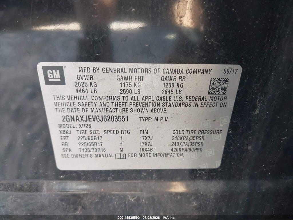 2GNAXJEV6J6203551 2018 CHEVROLET EQUINOX photo no. 9