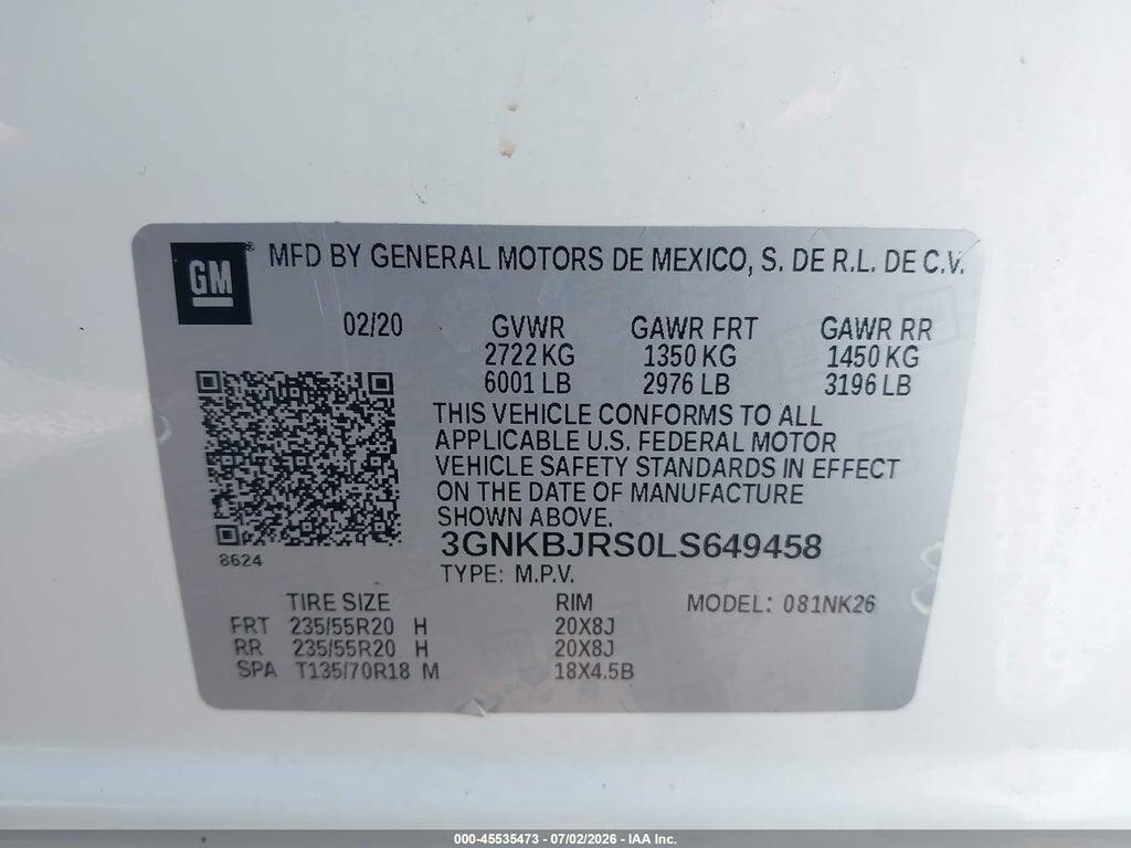 3GNKBJRS0LS649458 2020 CHEVROLET BLAZER photo no. 9
