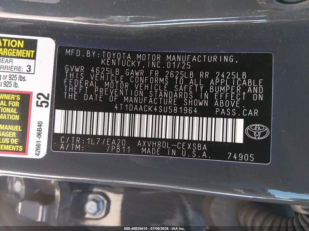 4T1DAACK4SU581964 2025 TOYOTA CAMRY photo no. 9
