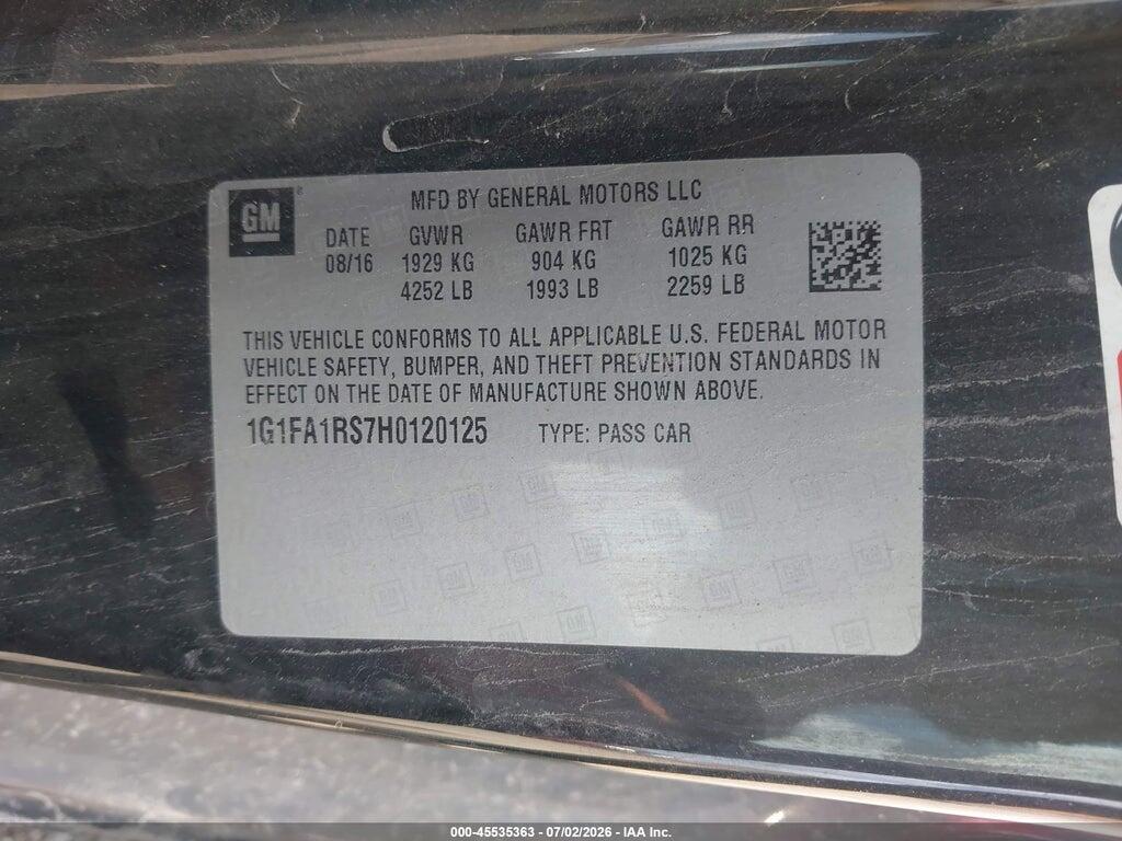 1G1FA1RS7H0120125 2017 CHEVROLET CAMARO photo no. 9
