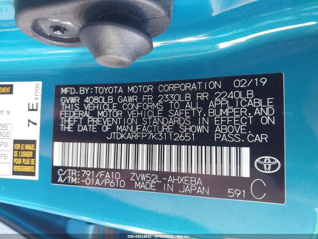 JTDKARFP7K3112651 2019 TOYOTA PRIUS PRIME photo no. 9