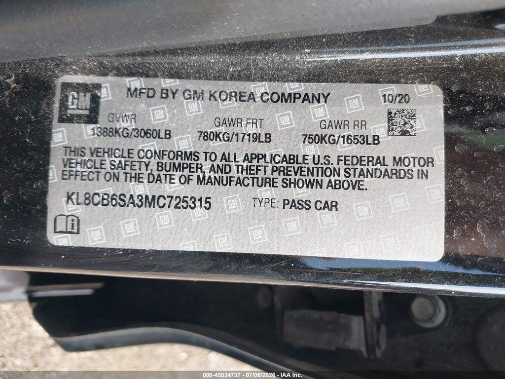 KL8CB6SA3MC725315 2021 CHEVROLET SPARK photo no. 9