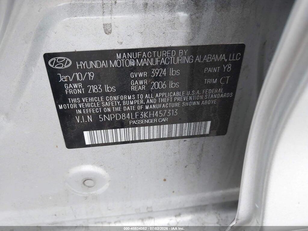 5NPD84LF3KH457313 2019 HYUNDAI ELANTRA photo no. 9
