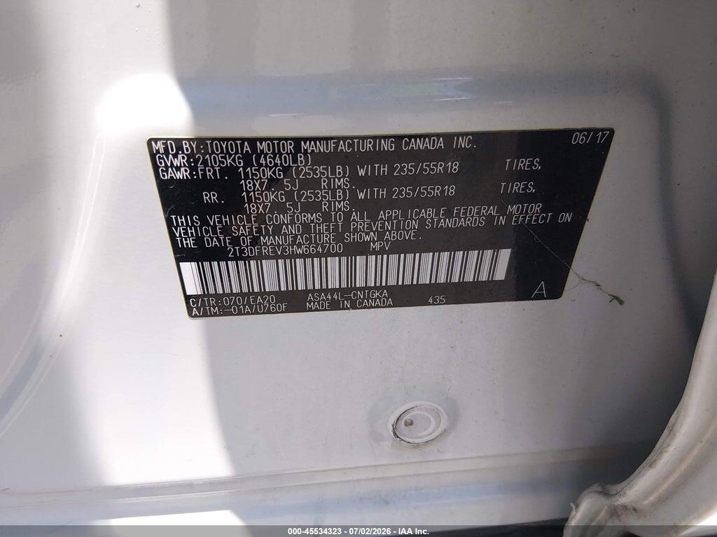 2T3DFREV3HW664700 2017 TOYOTA RAV4 photo no. 9