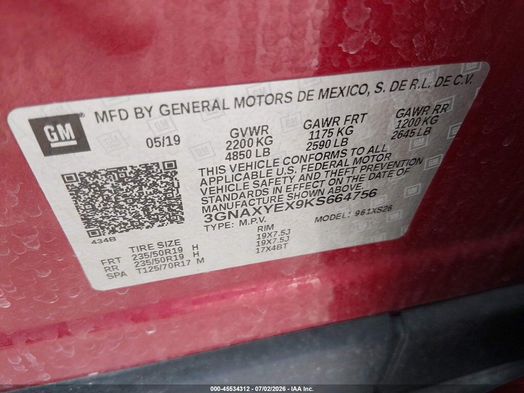 3GNAXYEX9KS664756 2019 CHEVROLET EQUINOX photo no. 9