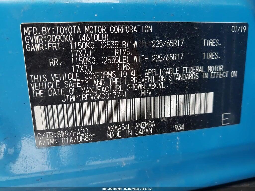 JTMP1RFV3KD017731 2019 TOYOTA RAV4 photo no. 9