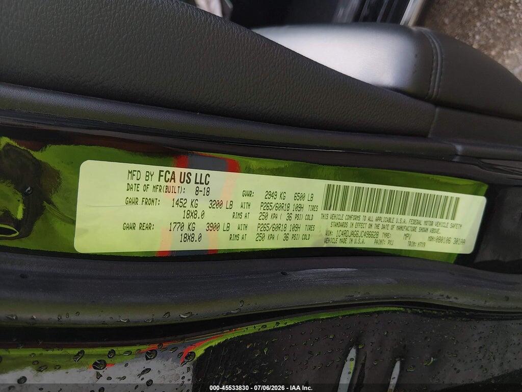 1C4RDJAG6JC496628 2018 DODGE DURANGO photo no. 9