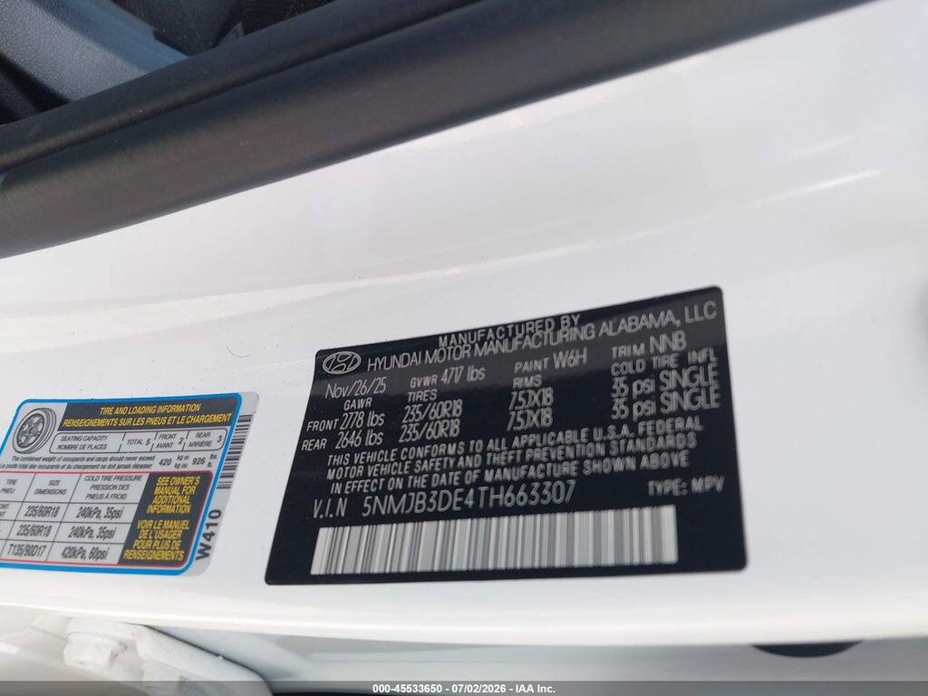 5NMJB3DE4TH663307 2026 HYUNDAI TUCSON photo no. 9