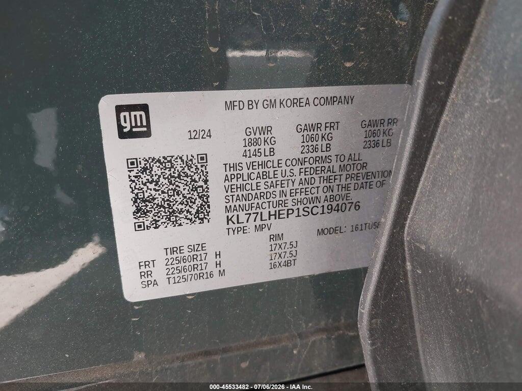 KL77LHEP1SC194076 2025 CHEVROLET TRAX photo no. 9