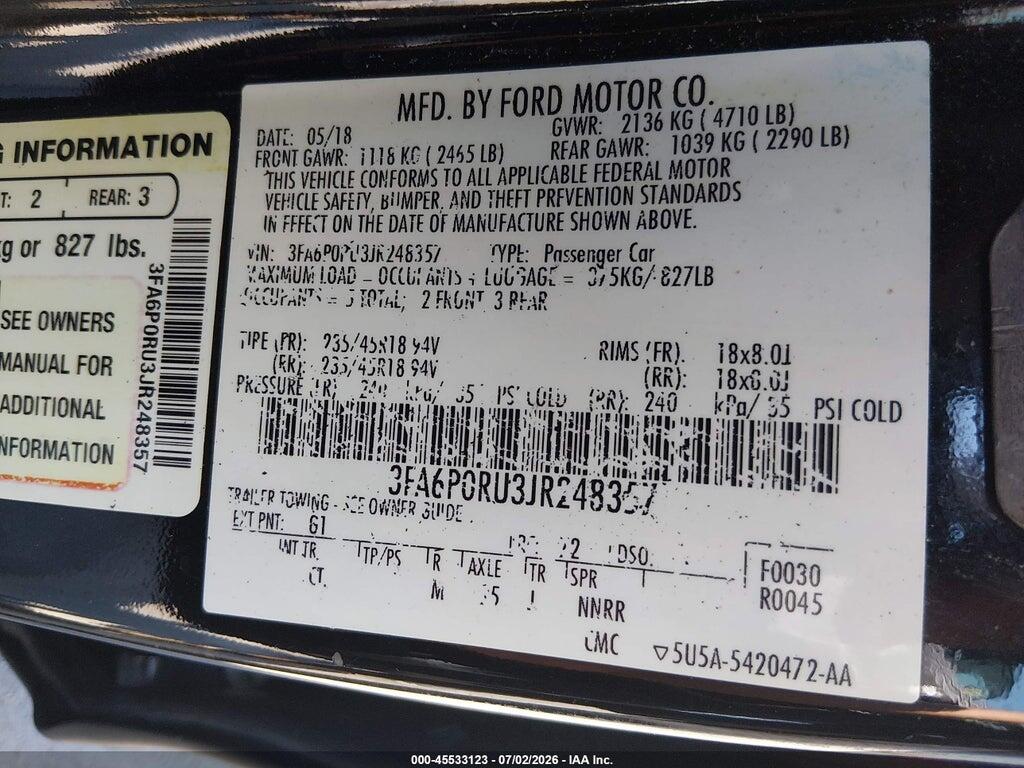 3FA6P0RU3JR248357 2018 FORD FUSION HYBRID photo no. 9